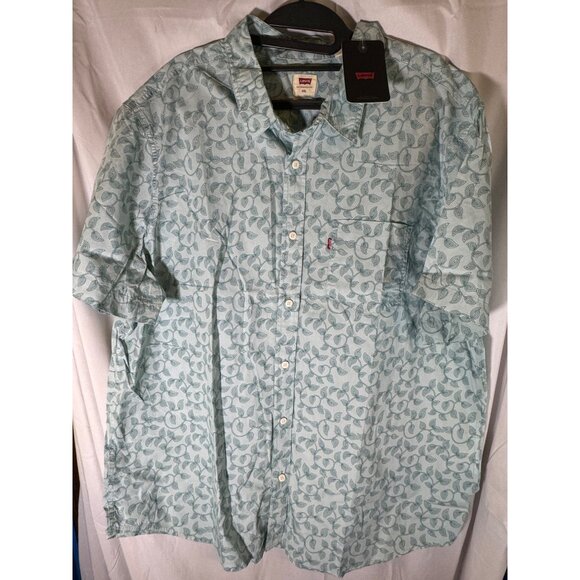 Levi's Men's Classic 1 Pocket Short Sleeve Shirt, Swirly Blue, Size XXL, NWT - Picture 2 of 5